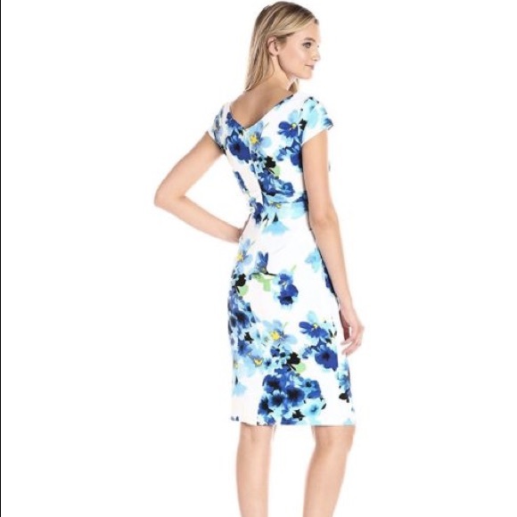 Adrianna Papell | NWT Floral Dress, Capped Sleeves - Picture 2 of 7